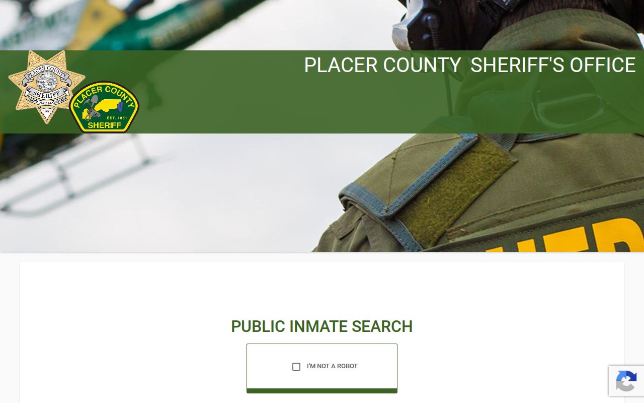 Placer County jail roster search for current booking records